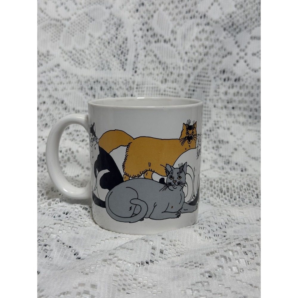 Trend Pacific Vintage Cat Mug 1980s Multicolor Cats Coffee Cup Los Angeles Kitty